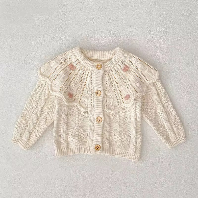Winter Girls Sweater, Cotten Knitted Cardigan Doll Collar Versitile Stylish coat top.