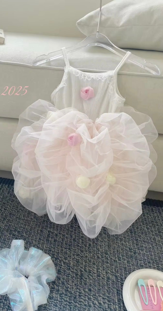 Elegant Floral mesh children Dress for Birthday and Special occasion