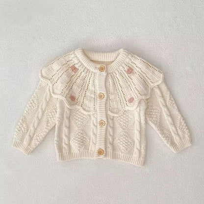 Winter Girls Sweater, Cotten Knitted Cardigan Doll Collar Versitile Stylish coat top.
