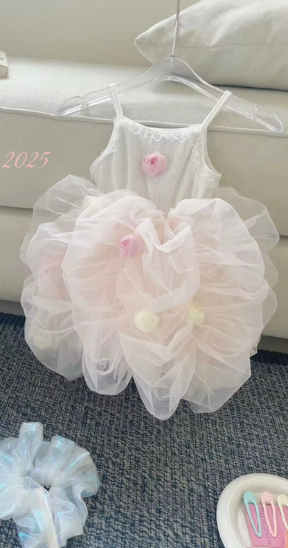 Elegant Floral mesh children Dress for Birthday and Special occasion